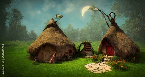 Fotografie, Obraz hut in forest, fantasy fairy tale art