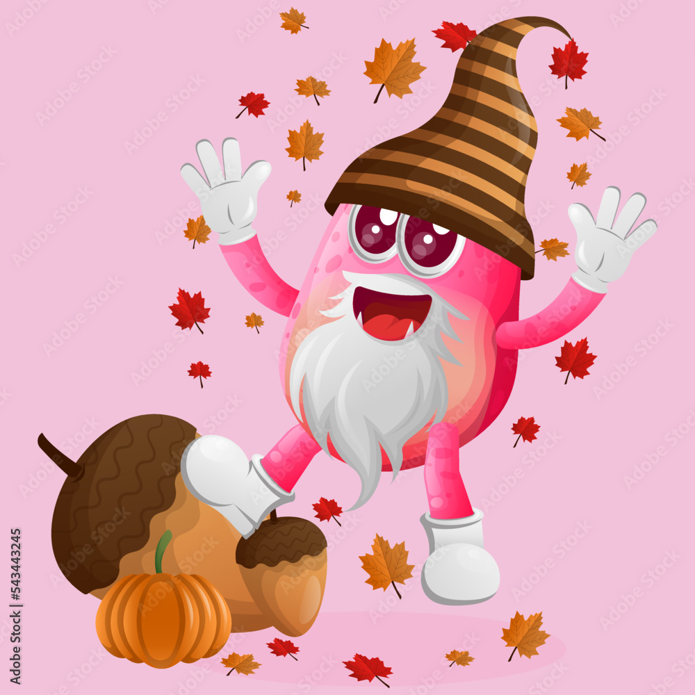 Naklejka premium Cute pink monster celebrate autumn