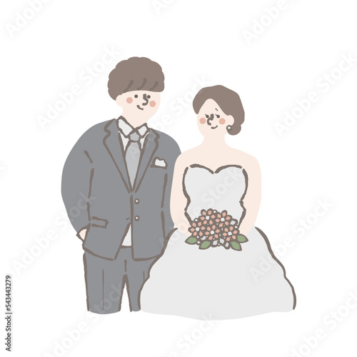 ウェディング　新郎新婦　イラスト