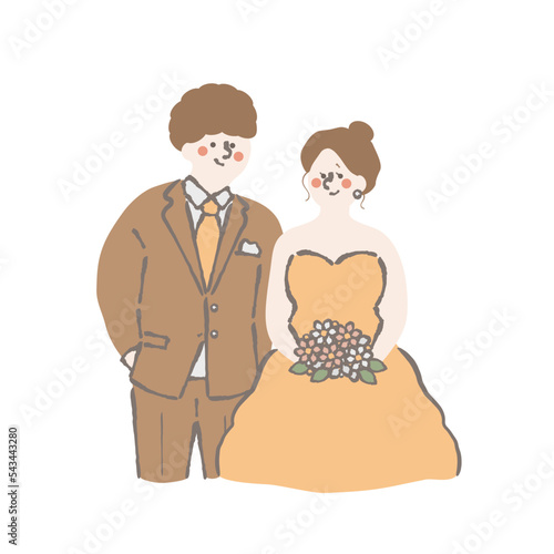 ウェディング　新郎新婦　イラスト