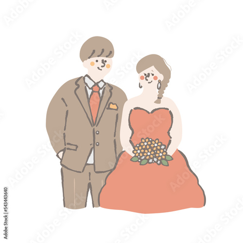 ウェディング　新郎新婦　イラスト