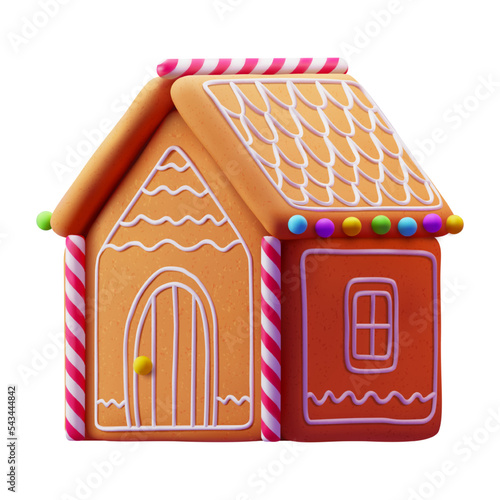 Gingerbread house. Christmas cookies and candy. Isolated 3D Vector illustration