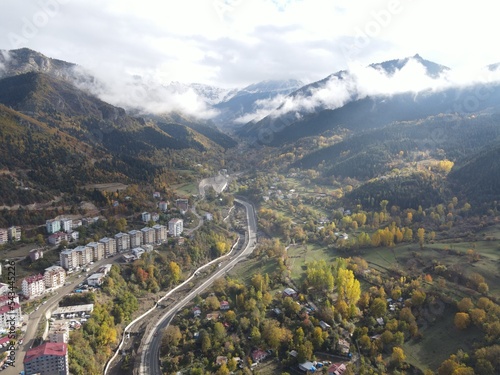 Fototapeta Naklejka Na Ścianę i Meble -  Aerial drone video shooting of Şavşat district of Artvin province