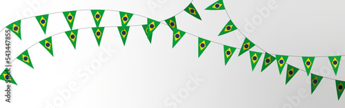 Fényképezés Bandeiras ou bandeirolas do Brasil no varal na corda enfeite em vetor para ilustrações de arte e design