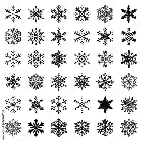 Beautiful set of hand drawn snow flakes vector illustration