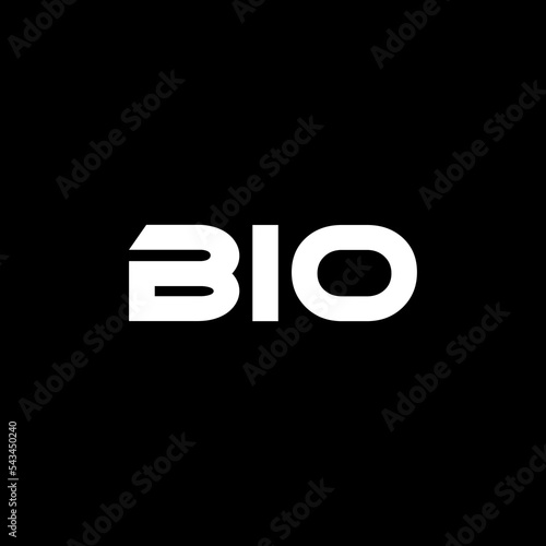 BIO letter logo design with black background in illustrator, vector logo modern alphabet font overlap style. calligraphy designs for logo, Poster, Invitation, etc.