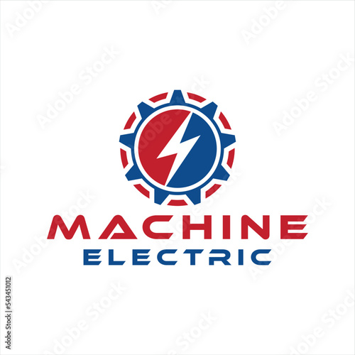 Electric Machine Vector Logo, electricity technology badge, engineering creative emblem Design