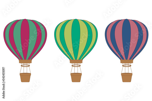 Set of silhouettes of a hot air   balloons. Colorful aerostat vector illustration