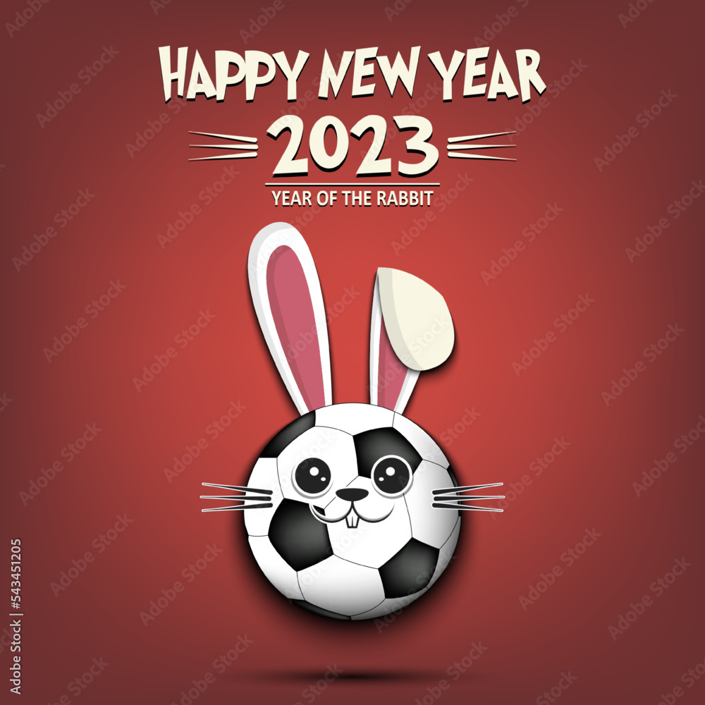 Fototapeta premium Happy New year. Soccer ball in the form of rabbit