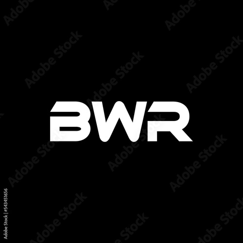 BWR letter logo design with black background in illustrator, vector logo modern alphabet font overlap style. calligraphy designs for logo, Poster, Invitation, etc.