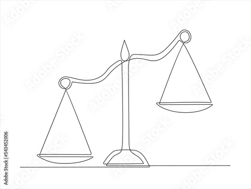 continuous one line vector drawing of scales. Line art. 