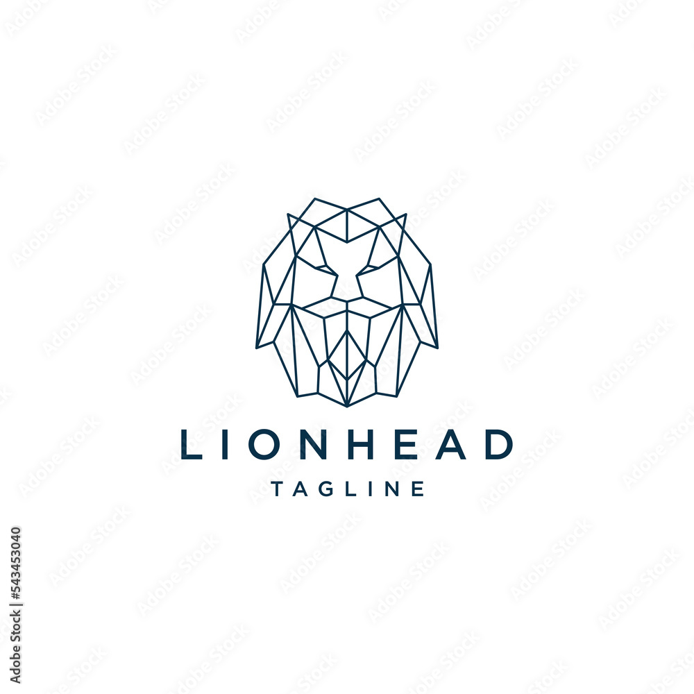 Fototapeta premium Lion head geometric polygonal logo vector icon design template