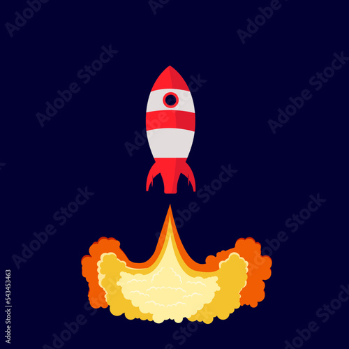 Rocket launch vector ship begin challenge start up. Start project rocket launch flat design concept