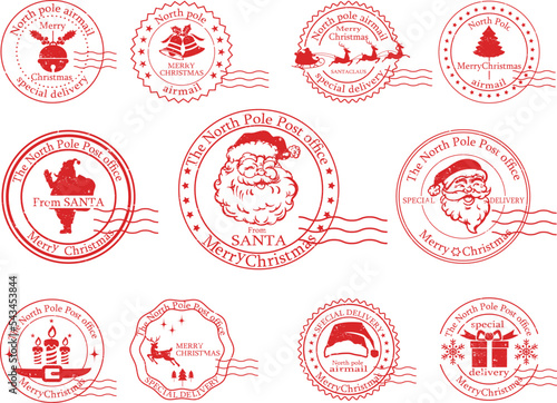 サンタクロースクリスマススタンプ11セット
