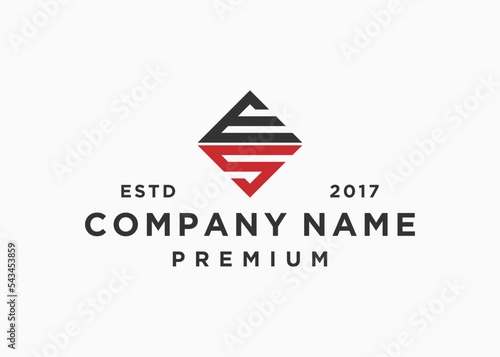 letter es square logo design vector illustration template