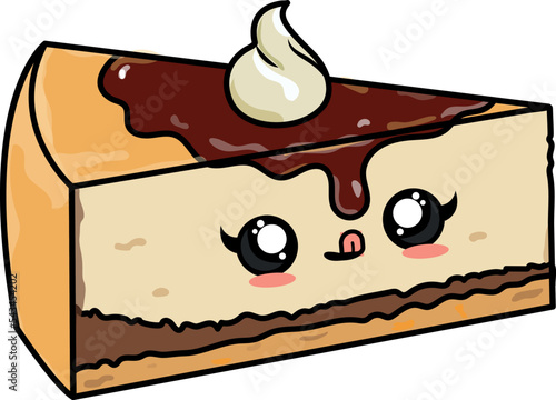 Vector illustration of a cute cartoon piece of cheesecake