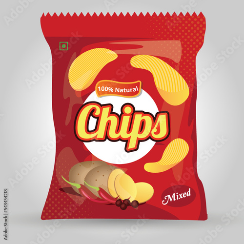 Red Potato chips packaging illustration