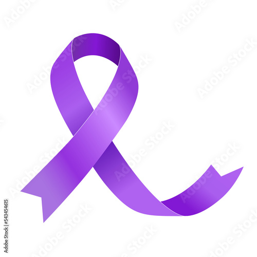 Purple Ribbon. Symbol of National Cancer Awareness Day. PNG file on a transparent background.. photo