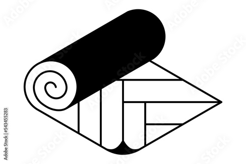 Linoleum roll line icon, editable stroke