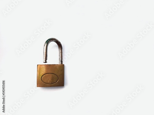 Open padlock on white background