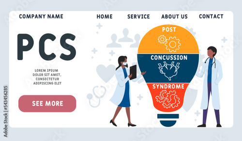 PCS Post-concussion syndrome acronym. business concept background.  vector illustration concept with keywords and icons. lettering illustration with icons for web banner, flyer, landing