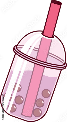 Vector illustration of a cute cartoon bubble tea