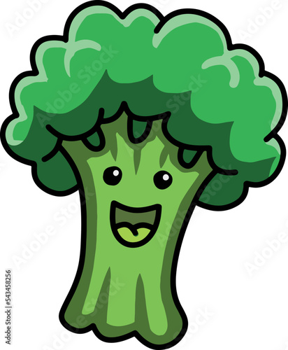 Vector illustration of a cute cartoon broccoli
