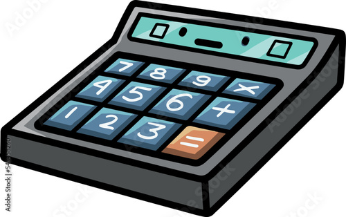 Vector illustration of a cute cartoon calculator
