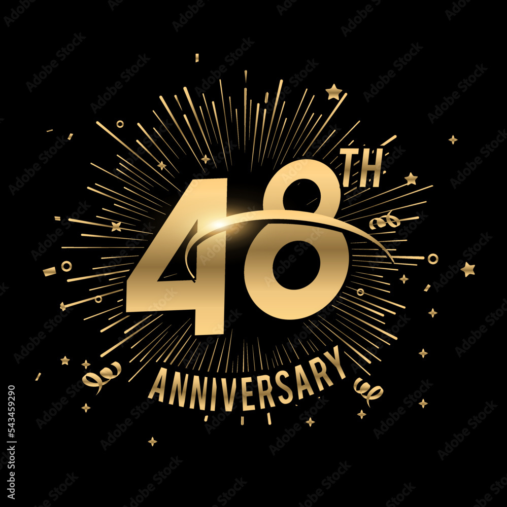 Fototapeta premium Happy 48th Anniversary. with fireworks and star .Greeting card