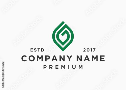 letter g with leaf logo design vector illustration template