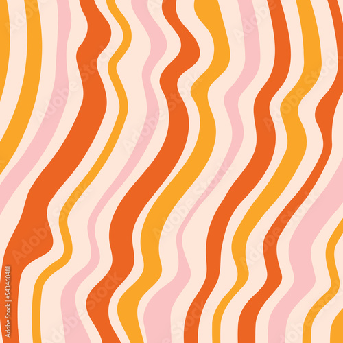 Groovy hippie 70s background. Y2k aesthetic wavy groovy lines. Trendy vector fluid backdrop in retro psychedelic style.
