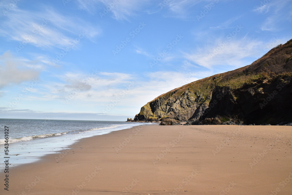 the beach of Penbryn on the coast of Wales