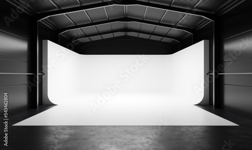 Professional photography studio with white background