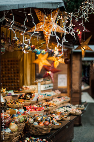 Photography One of the stores on the market with Christmas toys and stars.