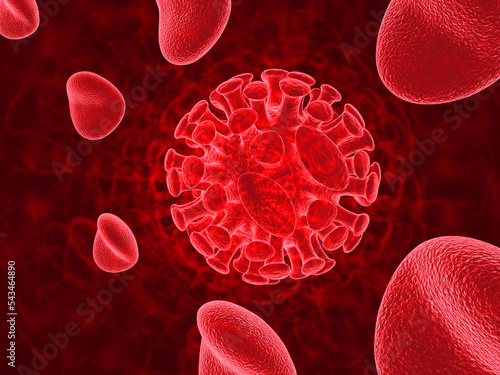 3d illustration of coronavirus in blood
