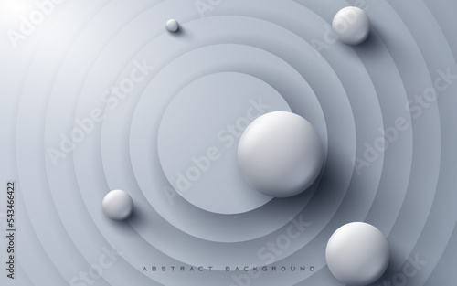 Abstract circle papercut layer white background with sphere shape.