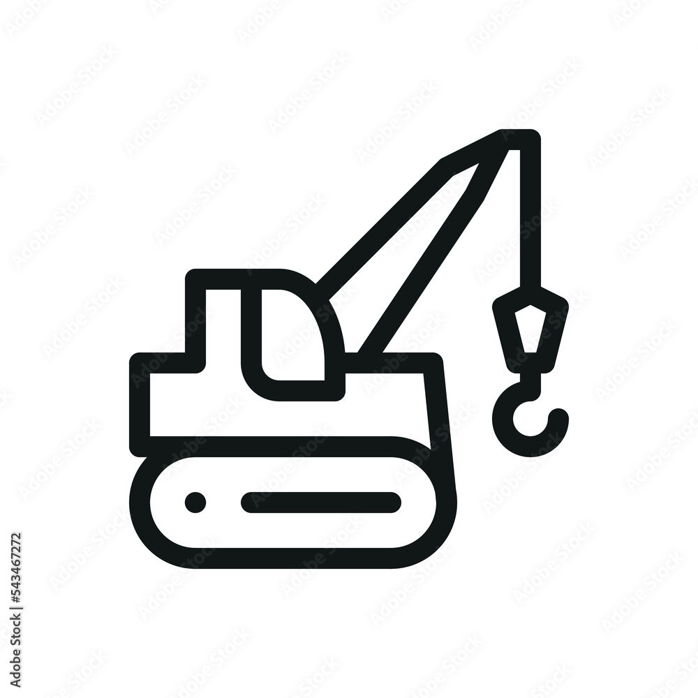 Fototapeta premium Pipelayer isolated icon, pipeline construction equipment vector symbol with editable stroke