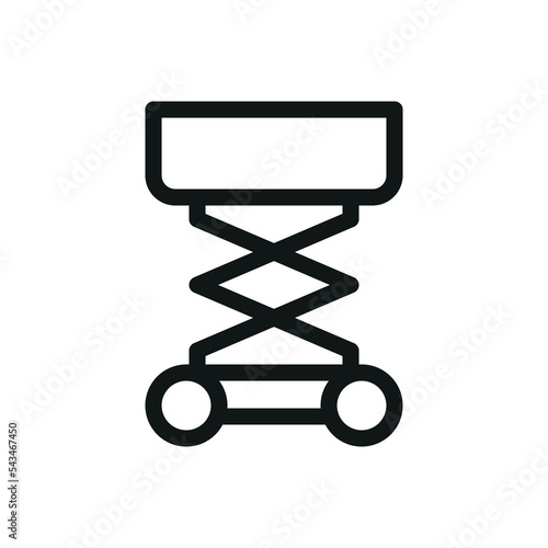 Scissor lift isolated icon, electric scissor lift vector symbol with editable stroke