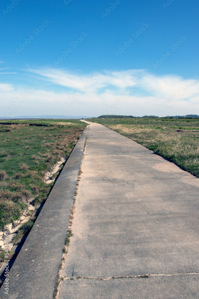 Fototapeta premium pathway by the sea with summer skies and light clouds