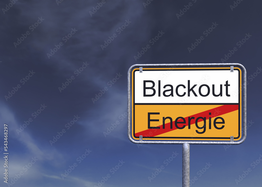 3d Illustation - Ortsschild - Ortstafel - Energie - Blackout - Himmel - Wolken 3d Illustation - Ortsschild - Ortstafel - Energie - Blackout - Himmel - Wolken