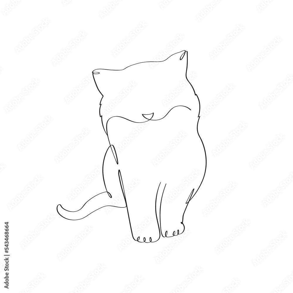 Baby cat minimalist continues line art drawing illustration Baby cat minimalist continues line art drawing illustration
