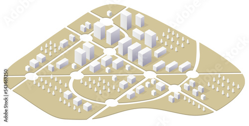 A isometric city map of an urban center is a kind of map