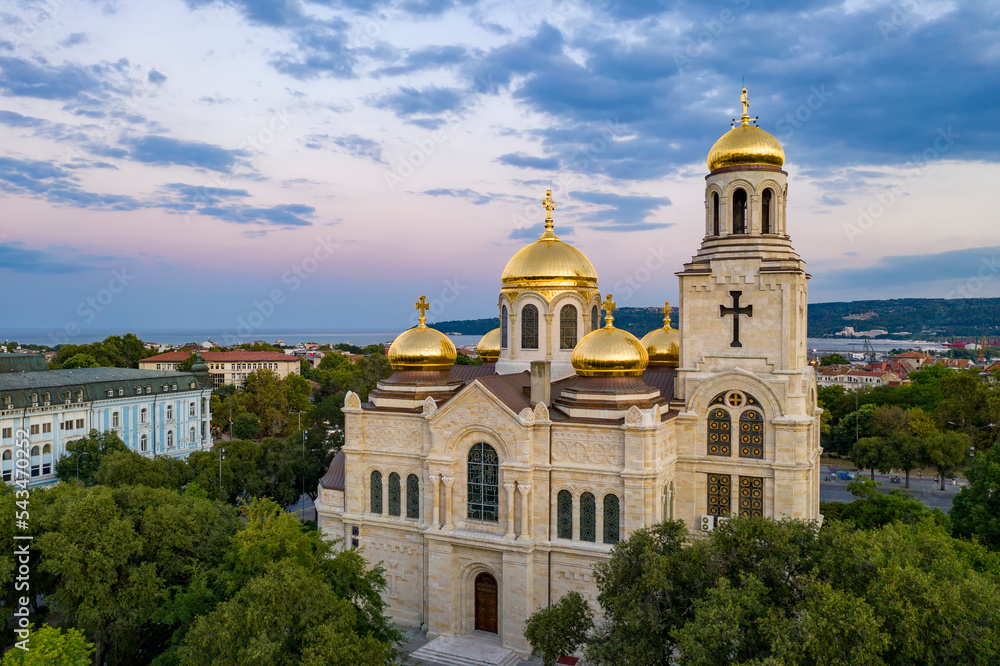 Aerial view of The Cathedral of the Assumption in Varna, Bulgaria.