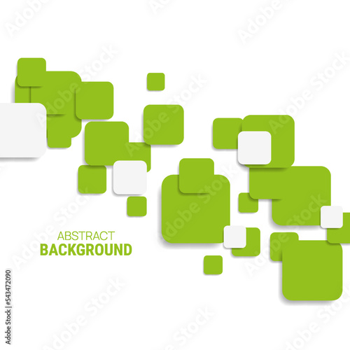 Vector abstract background with green and white chaotic squares and shadows. Concept for presentations of medicine, pharmacology, technology, brochures.