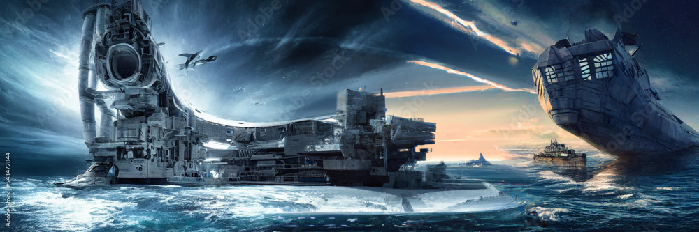 Fototapeta premium Spaceship in the sea