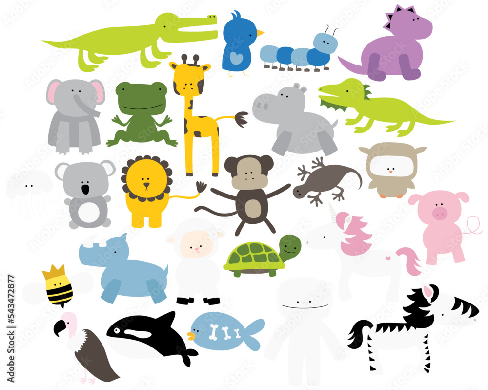 set of animal alphabet elements for flashcards a-z Stock Vector | Adobe