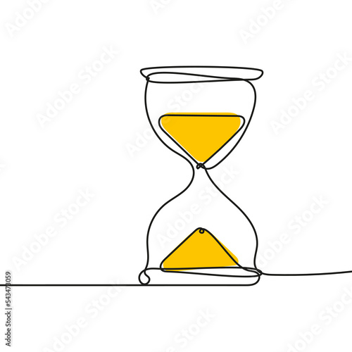 Hourglass vector icon hand drawn. Continuous line, editable contour.