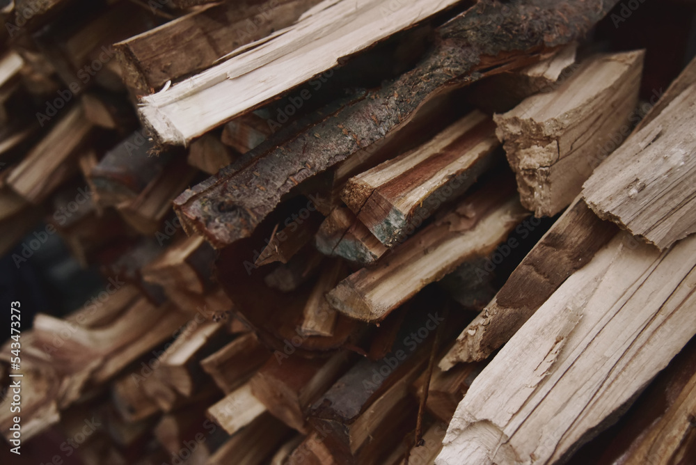 Stack of chopped firewood for home heating Stack of chopped firewood for home heating