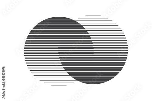 sun set of black vector planets isolated on white background. Flat design. Vintage 80s music, black sun sunset. Vector illustration