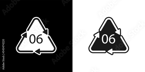 PS 06 recycling code symbol. Plastic recycling vector polystyrene sign.